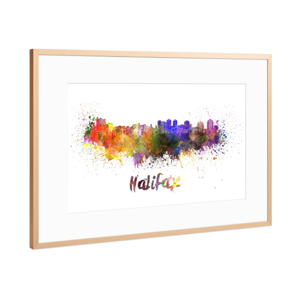 Poster mit Rahmen Kupfer "Halifax skyline in watercolor-b" artboxONE - Städte,Abstrakt,Architektur