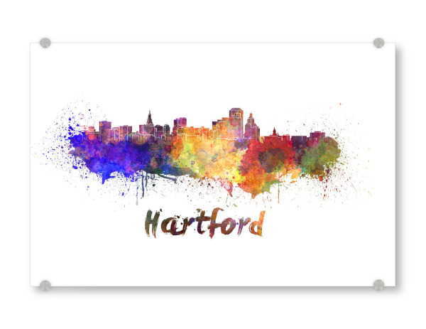 Acrylglasbild "HARTFORD skyline in watercolor" artboxONE - Städte,Abstrakt,Architektur
