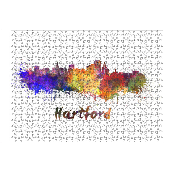 Puzzle Ravensburger "HARTFORD skyline in watercolor" artboxONE - Städte,Abstrakt,Architektur