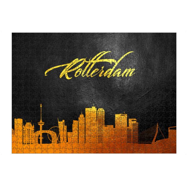 Puzzle Ravensburger "Rotterdam Netherlands Gold" artboxONE - Städte - Rotterdam,Netherlands,Gold,Skyline,Niederlande,Stadt,Reise,City