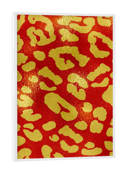 Poster mit weißem Rahmen "Red And Yellow Leopard Pattern" artboxONE - Tiere,Abstrakt,Geometrie,Fashion,Lustig