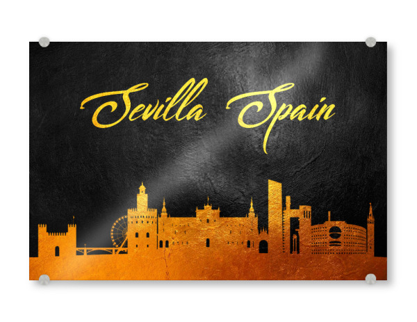 Acrylglasbild "Sevilla Spain Gold Skyline" artboxONE - Städte - Seville,Spain,Gold,Skyline,Spanien,City,Stadt