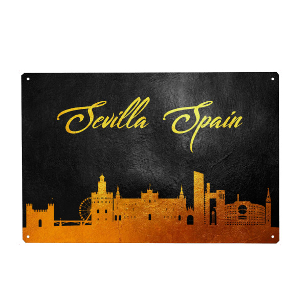 Holzbild "Sevilla Spain Gold Skyline" artboxONE - Städte - Seville,Spain,Gold,Skyline,Spanien,City,Stadt