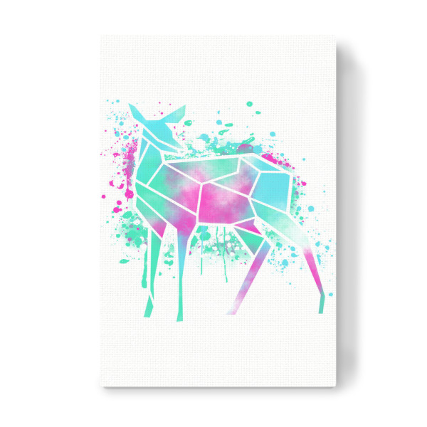 Leinwandbild "Neon Deer" artboxONE - Tiere,Abstrakt - Neon,Deer,Animal,Wild animals,Abstract,Triangles,Geometric,Kalb,Reh,Bunt,Colorful,Tier