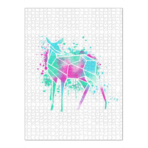 Puzzle Ravensburger "Neon Deer" artboxONE - Tiere,Abstrakt - Neon,Deer,Animal,Wild animals,Abstract,Triangles,Geometric,Kalb,Reh,Bunt,Colorful,Tier