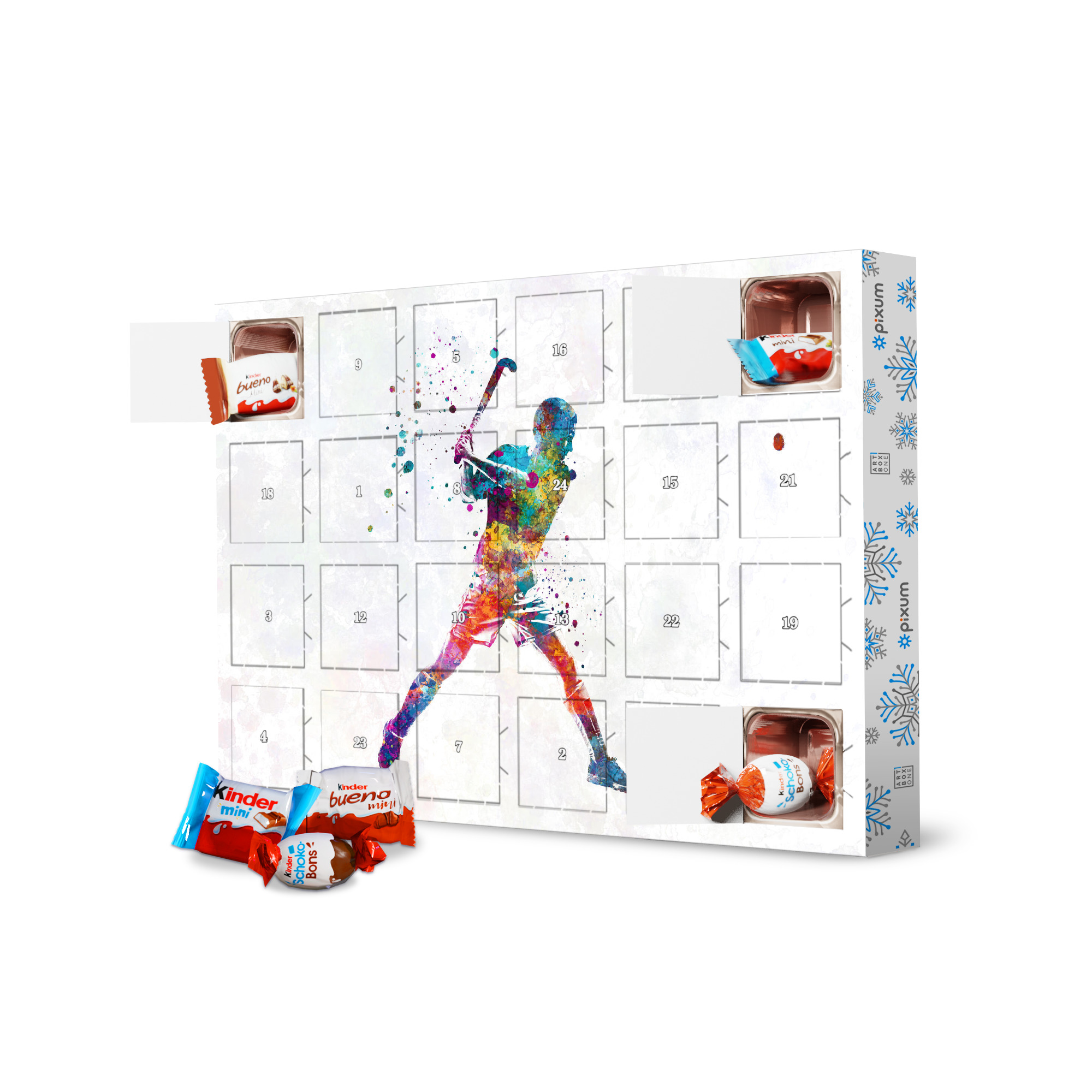 Adventskalender mit Produkten von Kinder Field hockey in watercolor artboxONE Adventskalender Abstrakt