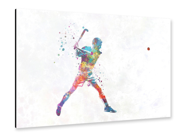 Alu-Dibond "Field hockey in watercolor" 30x20 cm artboxONE