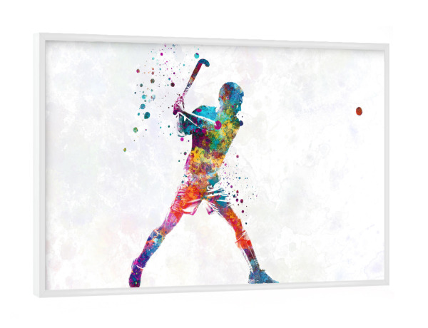 Poster mit weißem Rahmen "Field hockey in watercolor" artboxONE - Abstrakt,Sport