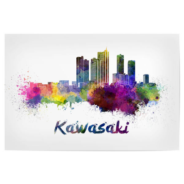 Poster "KAWASAKI skyline in watercolor" artboxONE - Städte,Abstrakt,Architektur