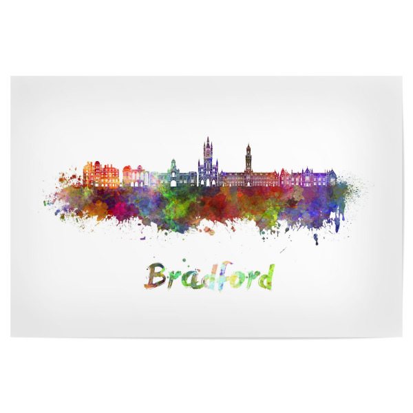 Poster "BRADFORD skyline in watercolor-b" artboxONE - Städte,Reise,Abstrakt,Architektur