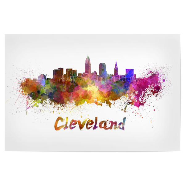 Poster "CLEVELAND skyline in watercolor-b" artboxONE - Städte,Reise,Abstrakt,Architektur