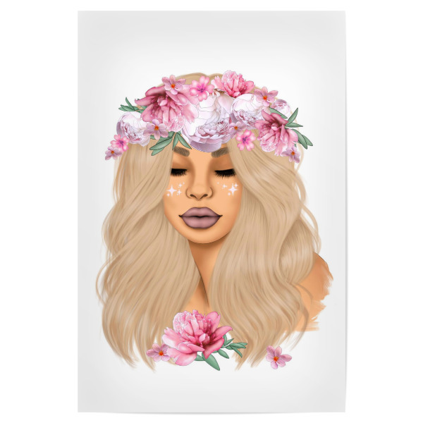 Poster "Woman With Pink Flowers" artboxONE - Natur,Essen & Trinken,Liebe,Fashion,Für Mama