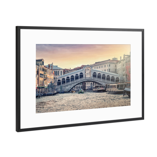 Poster mit Rahmen Schwarz (Metallic) "Rialto" artboxONE - Städte,Reise,Architektur,Städte / Venedig,Reise / Länder