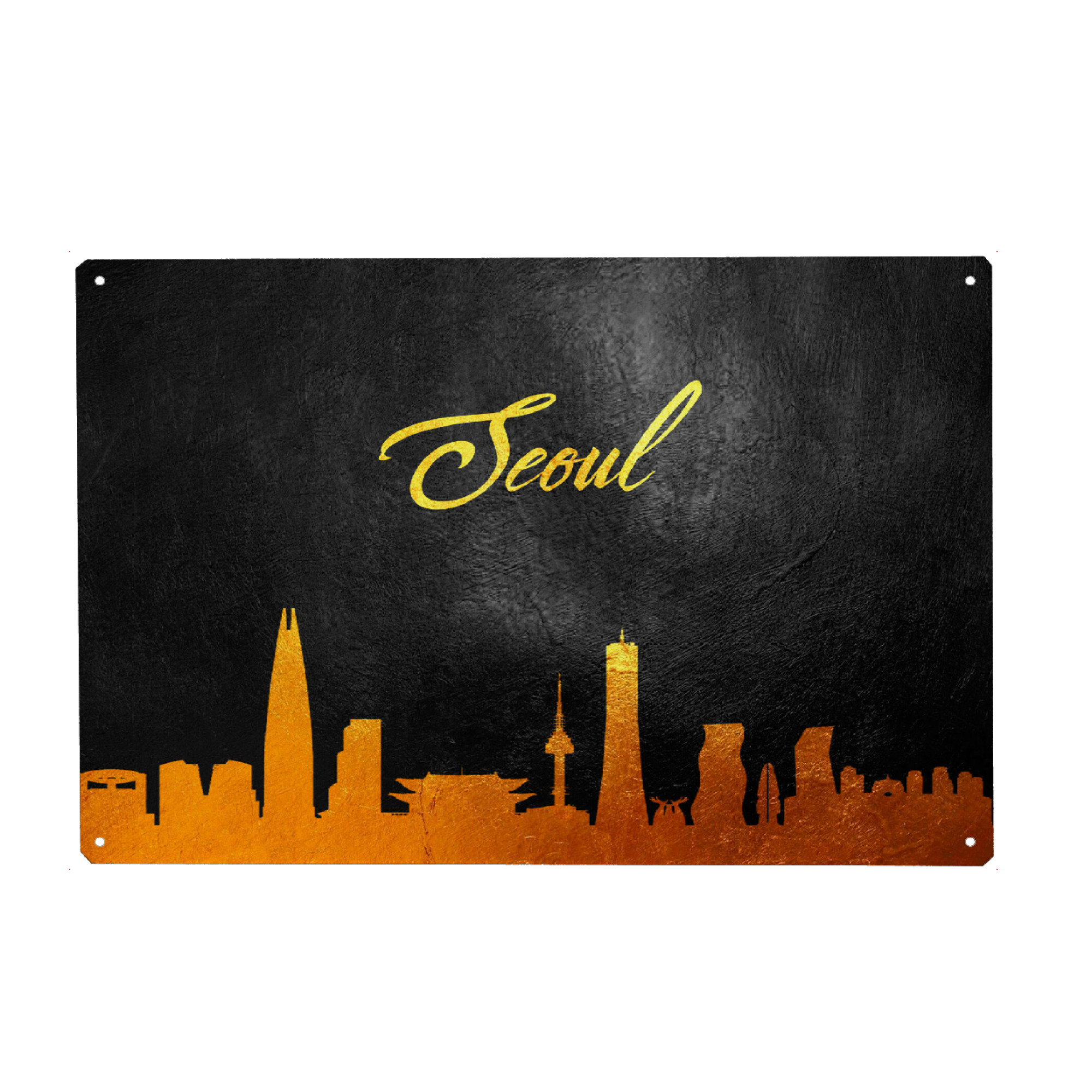 Holzbild "Seoul South Korea Gold Skyline" artboxONE - Städte - Seoul,South korea,Gold,Skyline,City,Stadt