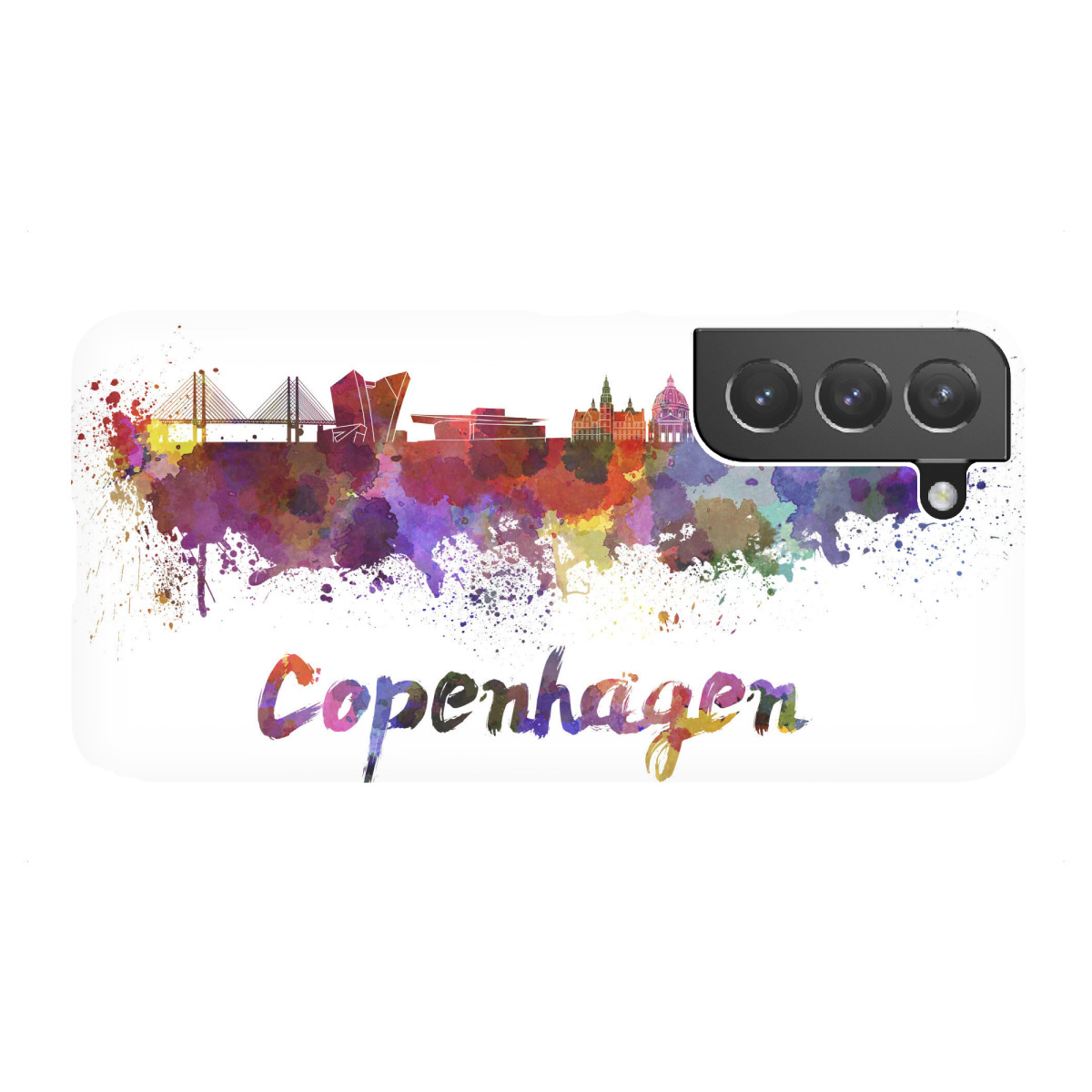 Samsung Galaxy "COPENHAGEN skyline in watercolor-b" Premium-Case Handyhülle artboxONE