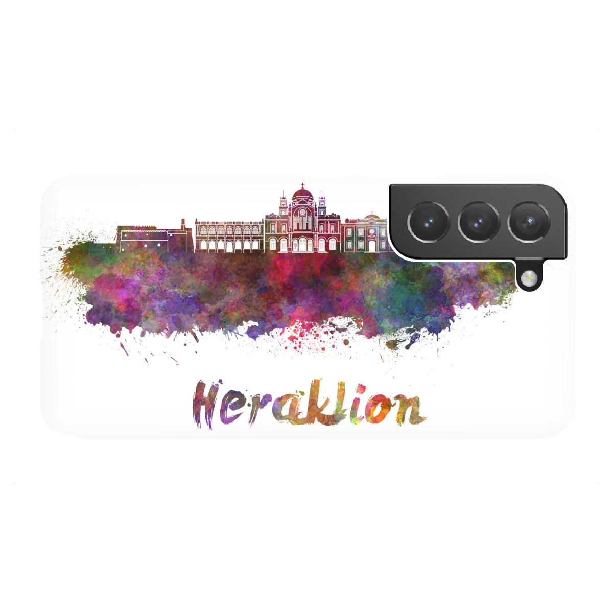 Samsung Galaxy "HERAKLION skyline in watercolor-b" Premium-Case Handyhülle artboxONE