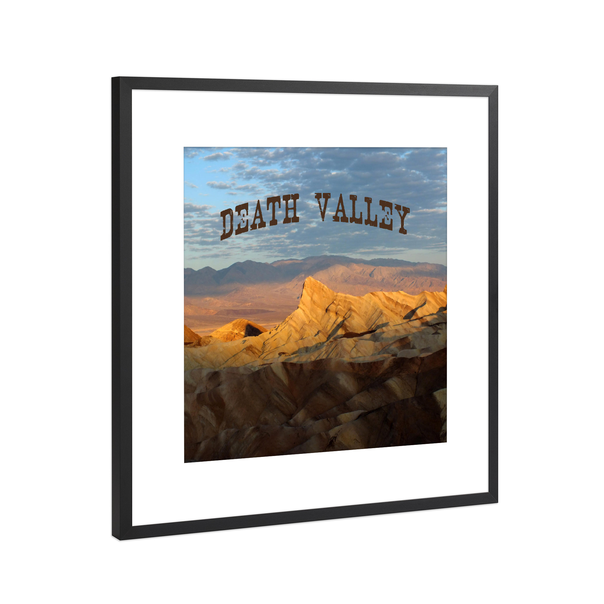 Poster mit Rahmen Schwarz (Metallic) "Death Valley Typo" artboxONE - Typografie,Natur,Reise,Reise / Länder