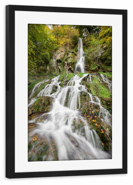 Poster mit Rahmen schwarz "Bad Uracher Wasserfall" artboxONE - Natur,Reise