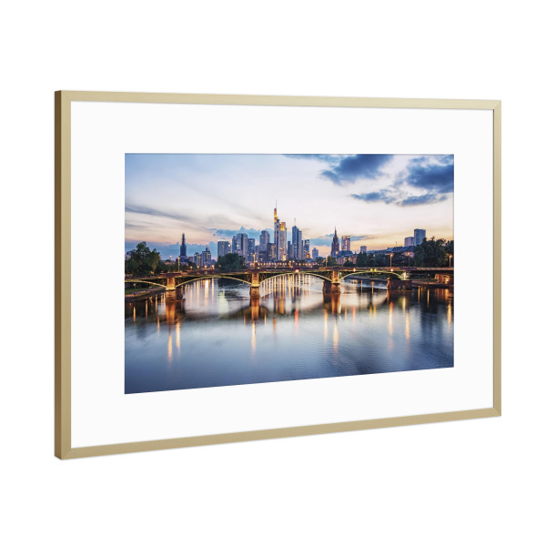 Poster mit Rahmen Gold "Frankfurt Am Main Sunset" artboxONE - Städte,Reise,Architektur,Städte / Frankfurt,Reise / Länder