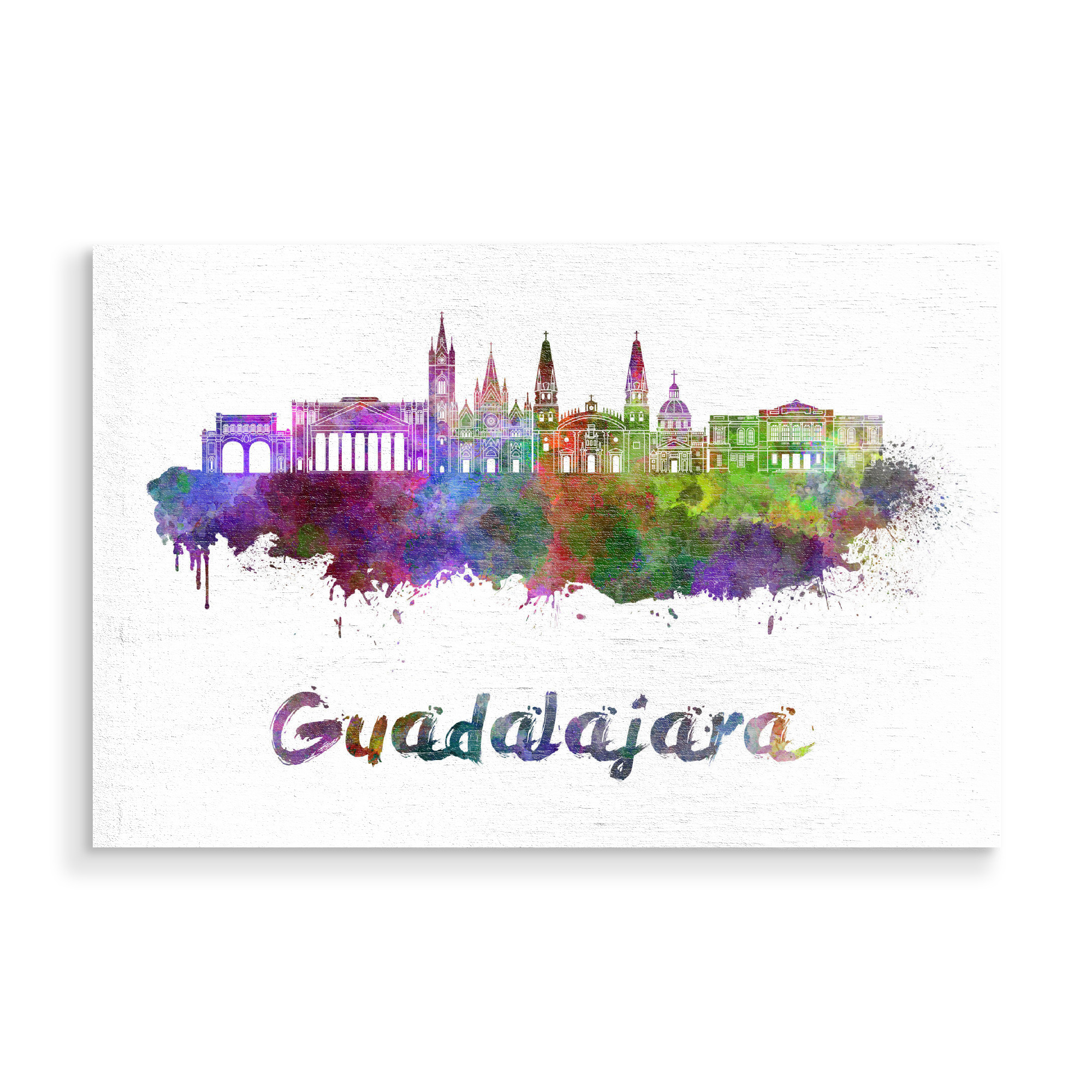 Holzbild "GUADALAJARA skyline-b" artboxONE - Städte,Abstrakt,Architektur