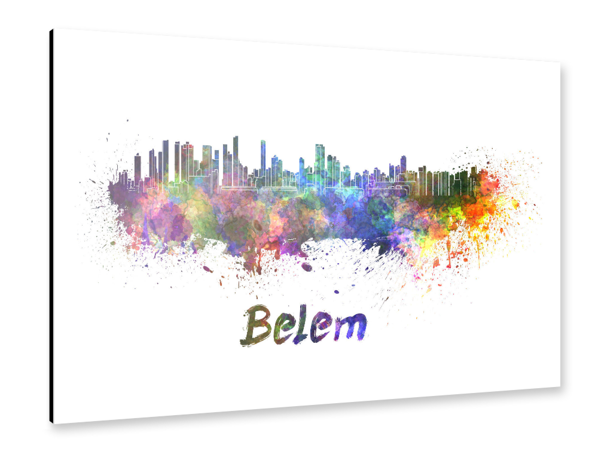 Alu-Dibond "BELEM skyline in watercolor-b" 30x20 cm artboxONE