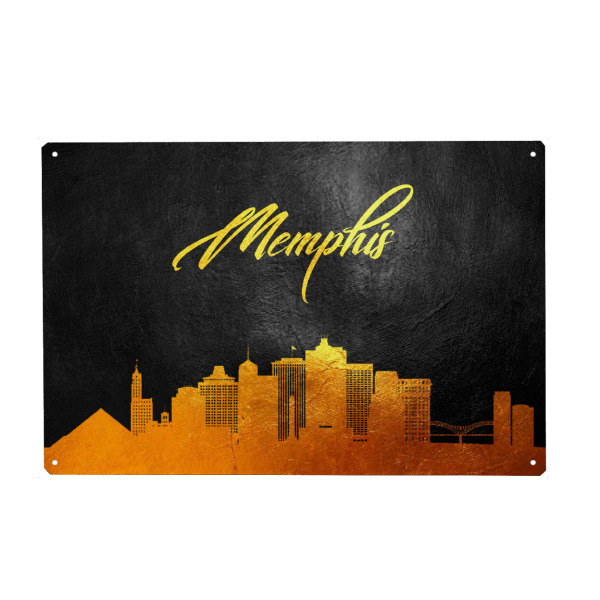 Holzbild "Memphis Tennessee Gold Skyline" artboxONE - Städte - Memphis,Tennessee,Gold,Skyline,City,Stadt