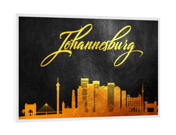 Poster mit weißem Rahmen "Johannesburg South Africa Gold" artboxONE - Städte - Gold,Skyline,Johannesburg,South africa,City,Stadt