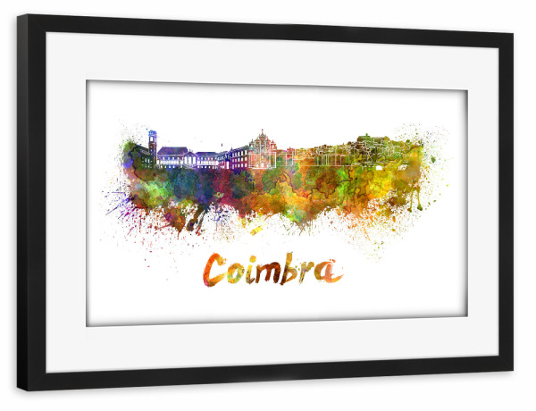 Poster mit Rahmen schwarz "COIMBRA skyline in watercolor-b" artboxONE - Städte,Reise,Abstrakt,Architektur