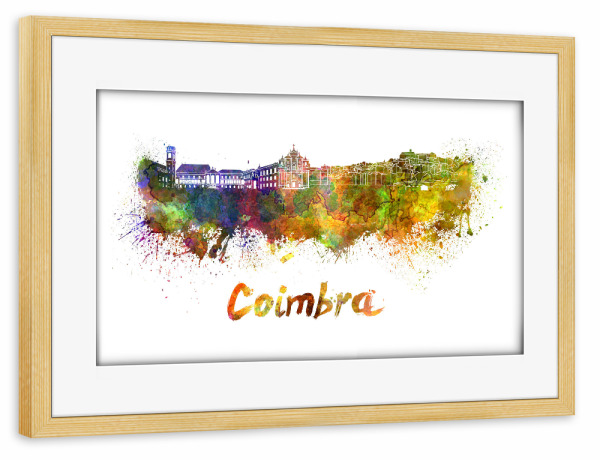 Poster mit Rahmen kiefer "COIMBRA skyline in watercolor-b" artboxONE - Städte,Reise,Abstrakt,Architektur