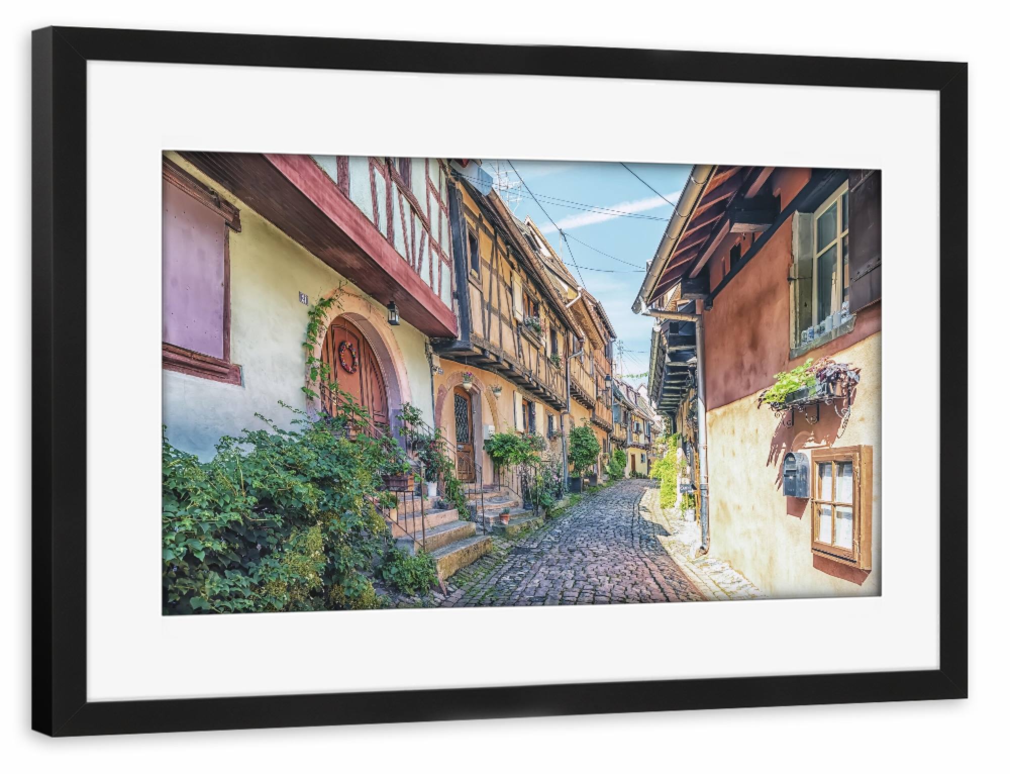 Poster mit Rahmen schwarz "Alsace Street" artboxONE - Städte,Reise,Architektur,Reise / Länder,Städte / Weitere