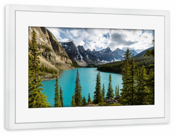 Poster mit Rahmen weiß "Lake Moraine" artboxONE - Natur,Reise / Länder