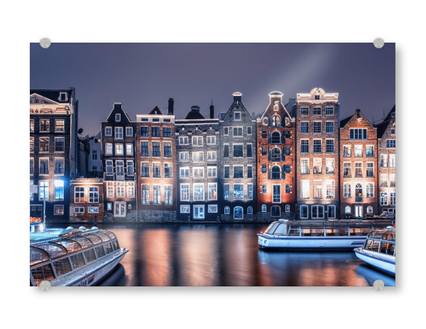 Acrylglasbild "Damrak By Night" artboxONE - Städte,Reise,Architektur,Reise / Länder,Städte / Amsterdam