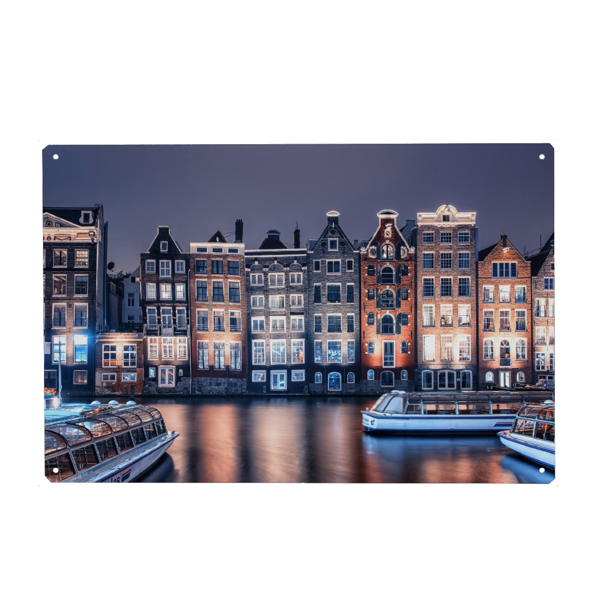 Metall Poster "Damrak By Night" artboxONE - Städte,Reise,Architektur,Reise / Länder,Städte / Amsterdam