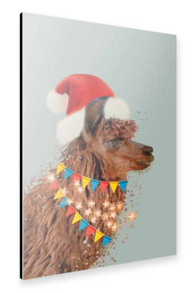 Alu-Dibond "Alpaca Christmas Time" 30x20 cm artboxONE