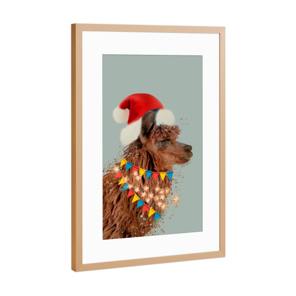 Poster mit Rahmen Kupfer "Alpaca Christmas Time" artboxONE - Tiere,Weihnachten