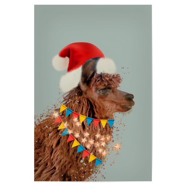 Poster 30x20 cm "Alpaca Christmas Time" artboxONE - Tiere,Weihnachten