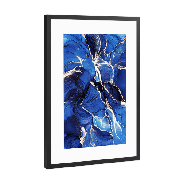 Poster mit Rahmen Schwarz (Metallic) "Blue velvet" artboxONE - Floral,Abstrakt