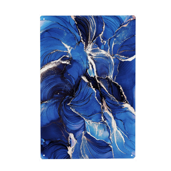 Holzbild "Blue velvet" artboxONE - Floral,Abstrakt - Blue,Blau,Gold,Floral,Abstract,Abstrakt,Art,Kunst,Alcoholink,Alcoholinkart