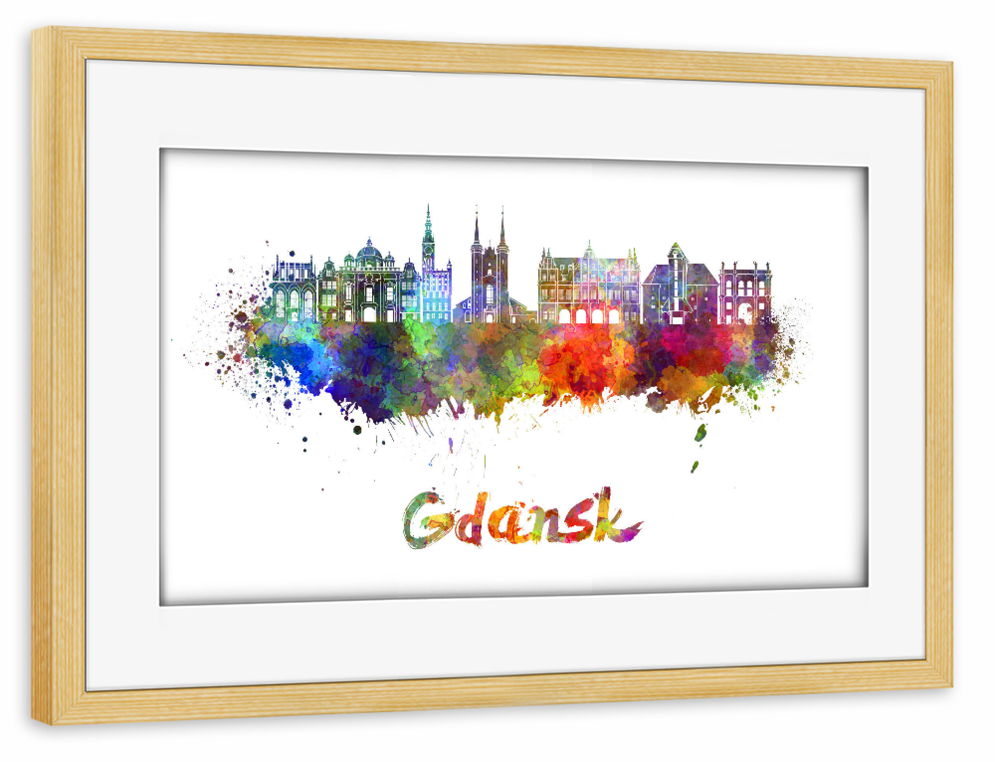 Poster mit Rahmen kiefer "GDANSK skyline-b" artboxONE - Städte,Abstrakt,Architektur