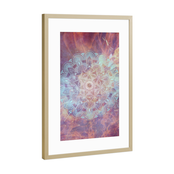 Poster mit Rahmen Gold "Mandala Space" artboxONE - Natur,Abstrakt - Mandala,Vector,Yoga,Boho,Fancy,Arabic,Abstract,Nature,Tribal,Space