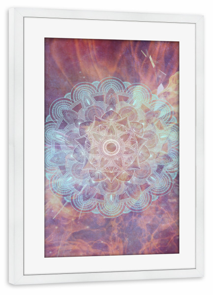 Poster mit Rahmen weiß "Mandala Space" artboxONE - Natur,Abstrakt - Mandala,Vector,Yoga,Boho,Fancy,Arabic,Abstract,Nature,Tribal,Space