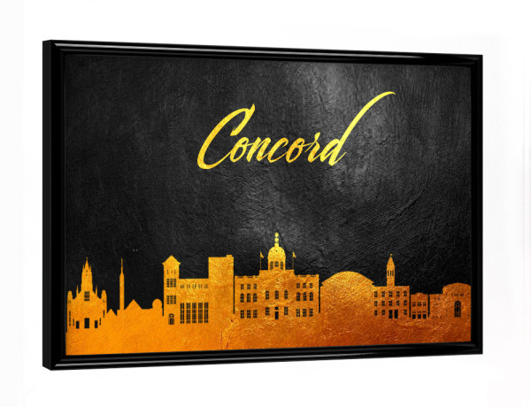Poster mit schwarzem Rahmen "Concord Massachusetts Gold" artboxONE - Städte - Concord,Massachusetts,Gold,Skyline,City,Stadt