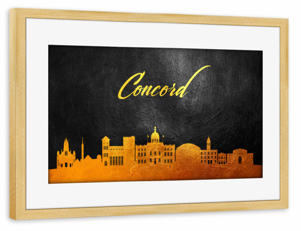 Poster mit Rahmen kiefer "Concord Massachusetts Gold" artboxONE - Städte - Concord,Massachusetts,Gold,Skyline,City,Stadt