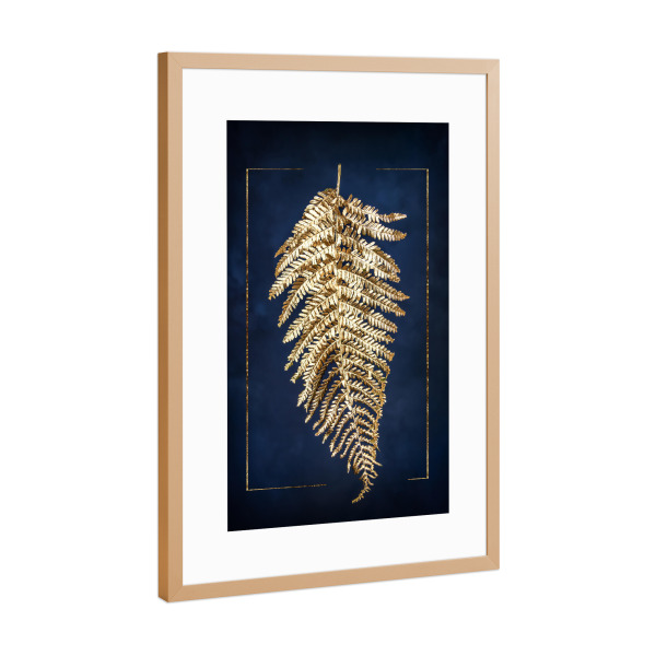 Poster mit Rahmen Kupfer "Goldener Farn" artboxONE - Floral