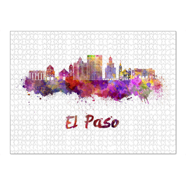Puzzle Ravensburger "EL PASO v2 skyline in watercolor" artboxONE - Städte,Abstrakt,Architektur
