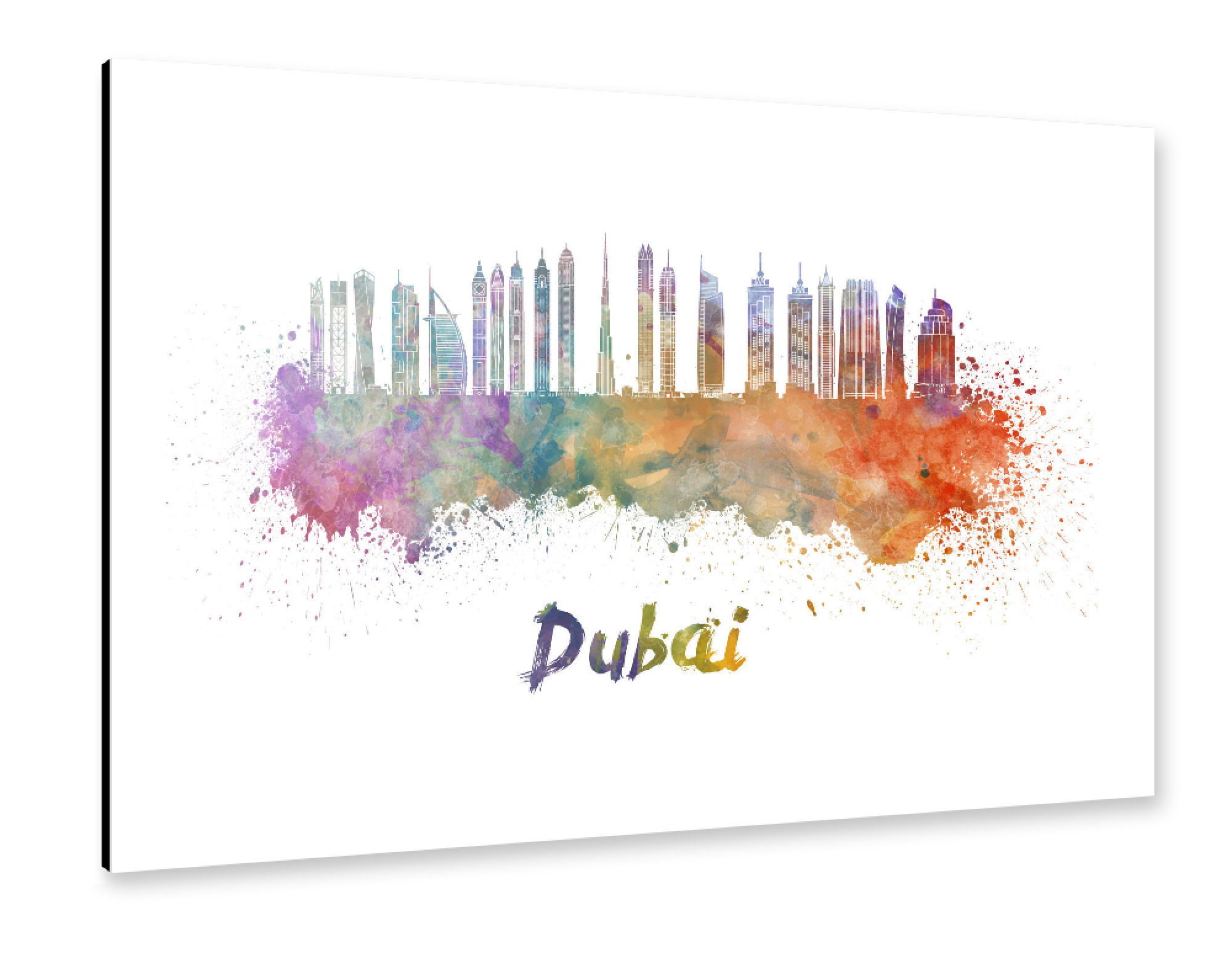 Alu-Dibond "DUBAI skyline in watercolor" 75x50 cm artboxONE