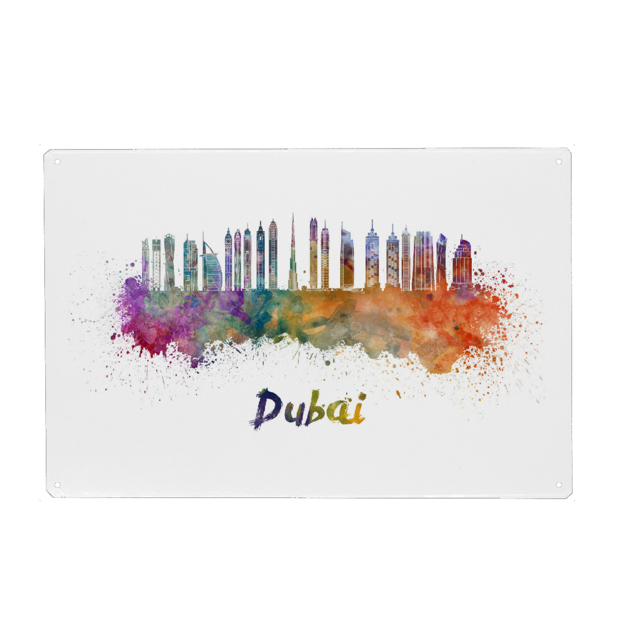 Metall Poster "DUBAI skyline in watercolor" artboxONE - Städte,Abstrakt,Architektur