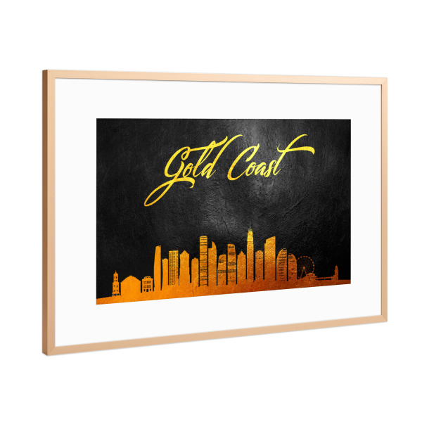 Poster mit Rahmen Kupfer "Gold Coast Gold Skyline" artboxONE - Städte - Gold coast,Australia,Gold,Skyline,City,Stadt