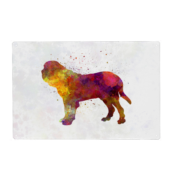 Metall Poster "Fila Brasileiro in watercolor" artboxONE - Tiere,Abstrakt