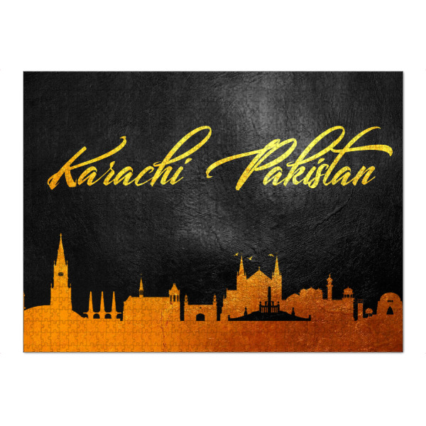 Puzzle Ravensburger "Karachi Pakistan Gold Skyline" artboxONE - Städte - Gold,Skyline,Karachi,Pakistan,City,Stadt - Bild gold